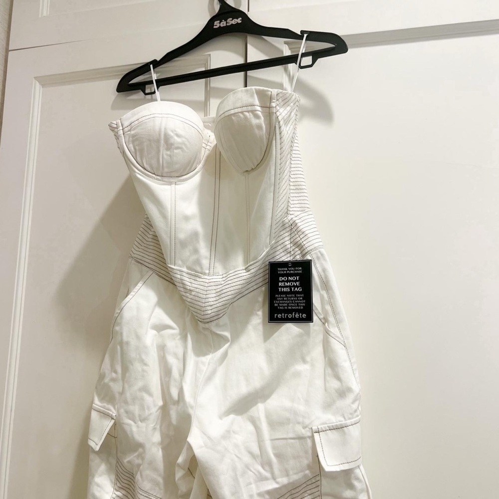 Retrofete Ivory Strapless Corset Jumpsuit